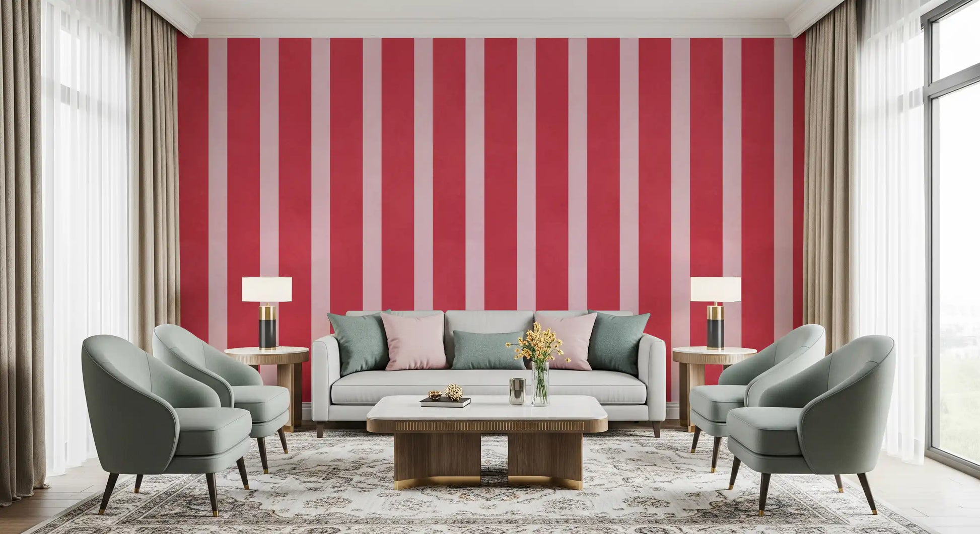Candy Striped Vertical Texture Wall Mural