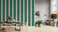 Classic Emerald Stripe Pattern Wall Mural