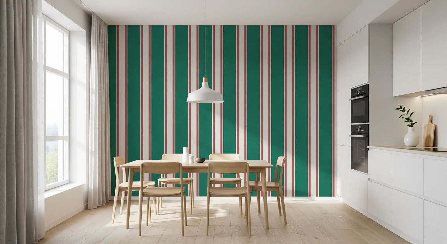 Classic Emerald Stripe Pattern Wall Mural