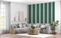 Classic Emerald Stripe Pattern Wall Mural