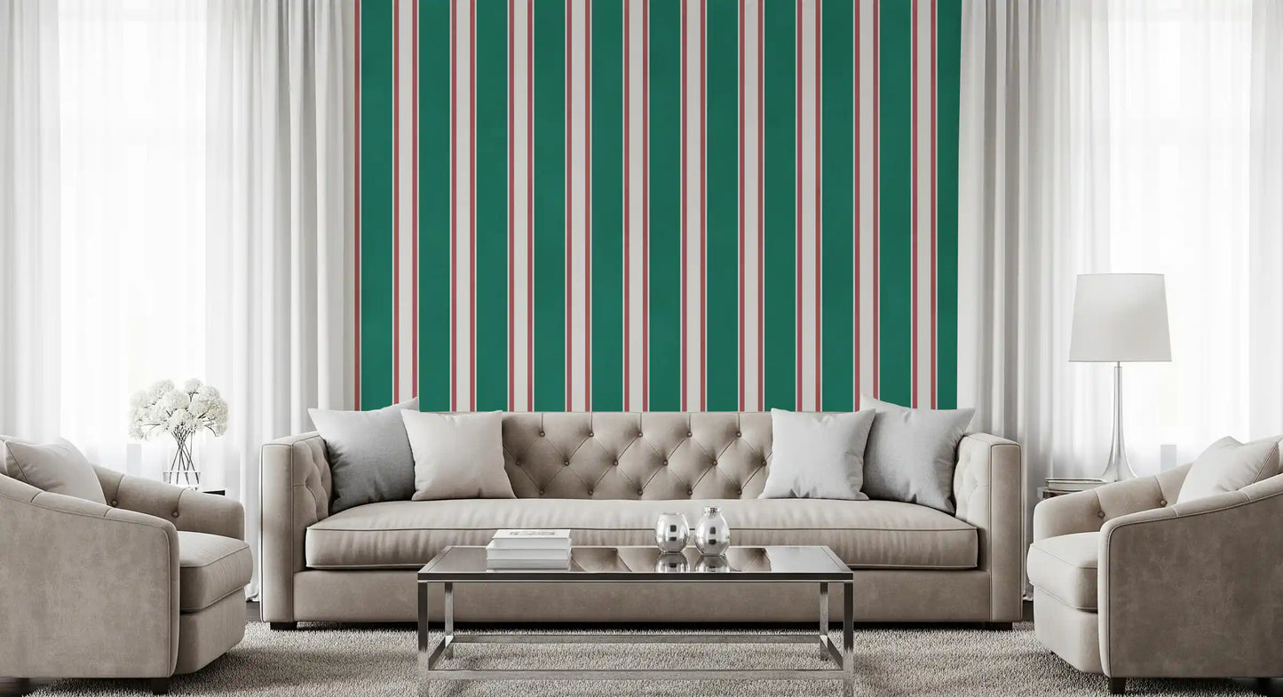 Classic Emerald Stripe Pattern Wall Mural