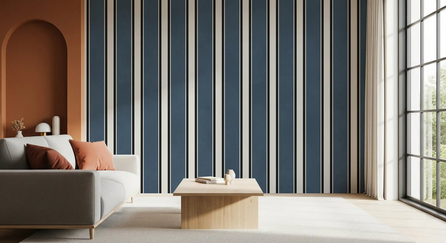 Classic Navy Striped Pattern Wall Mural