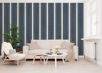 Classic Navy Striped Pattern Wall Mural
