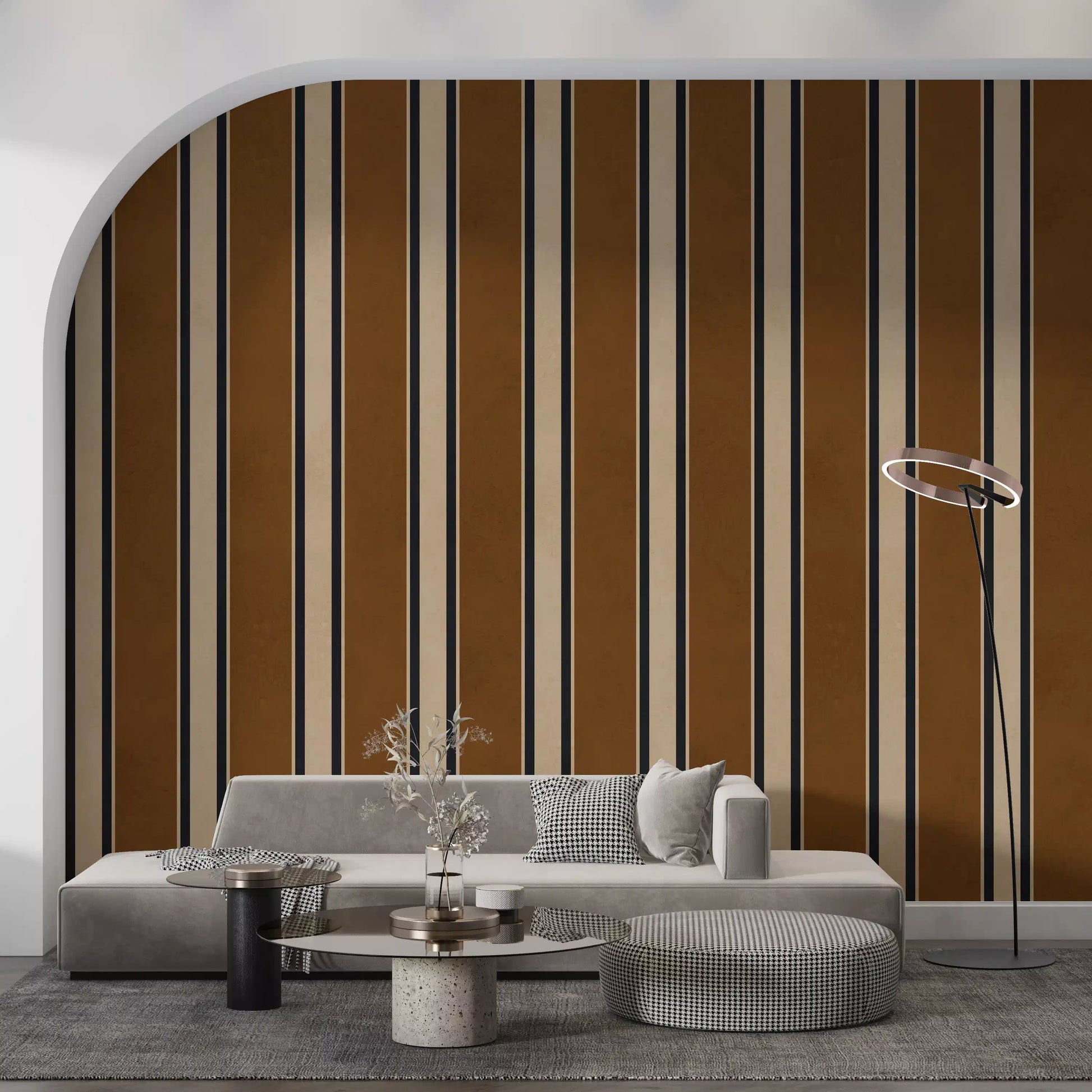 Classic Earth Tone Vertical Stripe Wall Mural