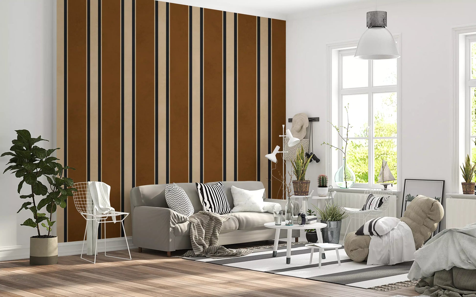 Classic Earth Tone Vertical Stripe Wall Mural