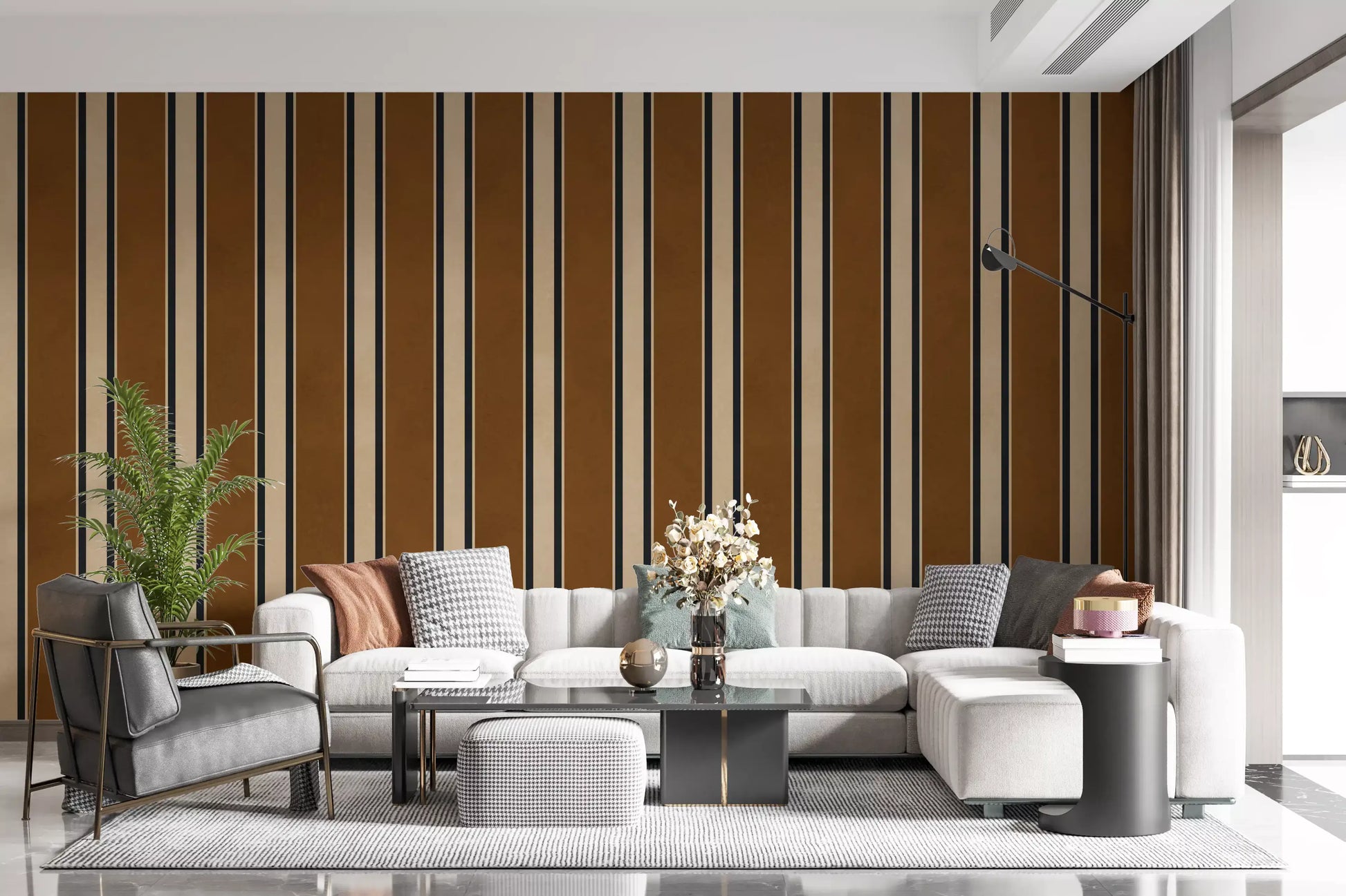 Classic Earth Tone Vertical Stripe Wall Mural