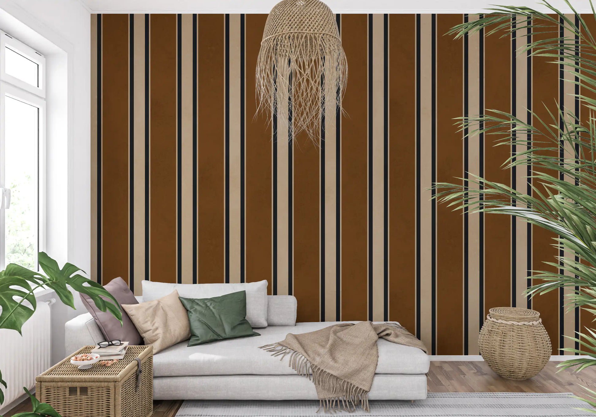 Classic Earth Tone Vertical Stripe Wall Mural