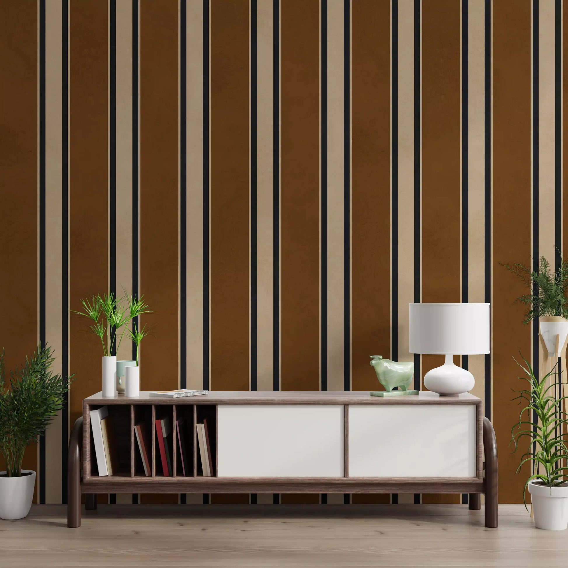 Classic Earth Tone Vertical Stripe Wall Mural