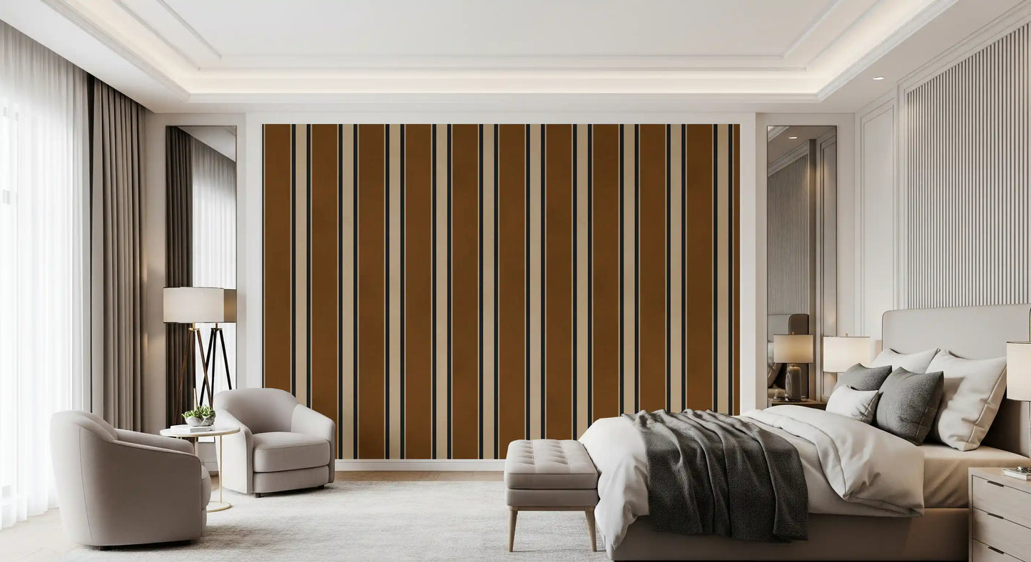Classic Earth Tone Vertical Stripe Wall Mural