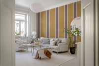 Padrão listrado vertical em ocre dourado Wall Mural