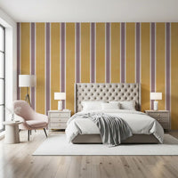 Padrão listrado vertical em ocre dourado Wall Mural