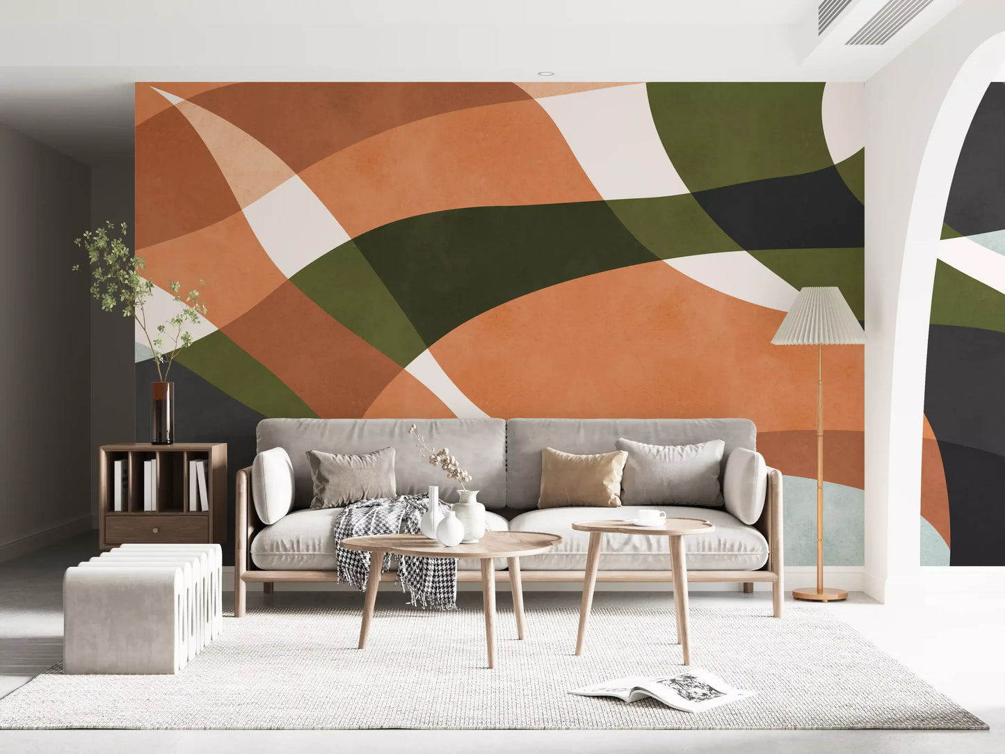 Curvas orgânicas abstratas em tons terrosos. Wall Mural
