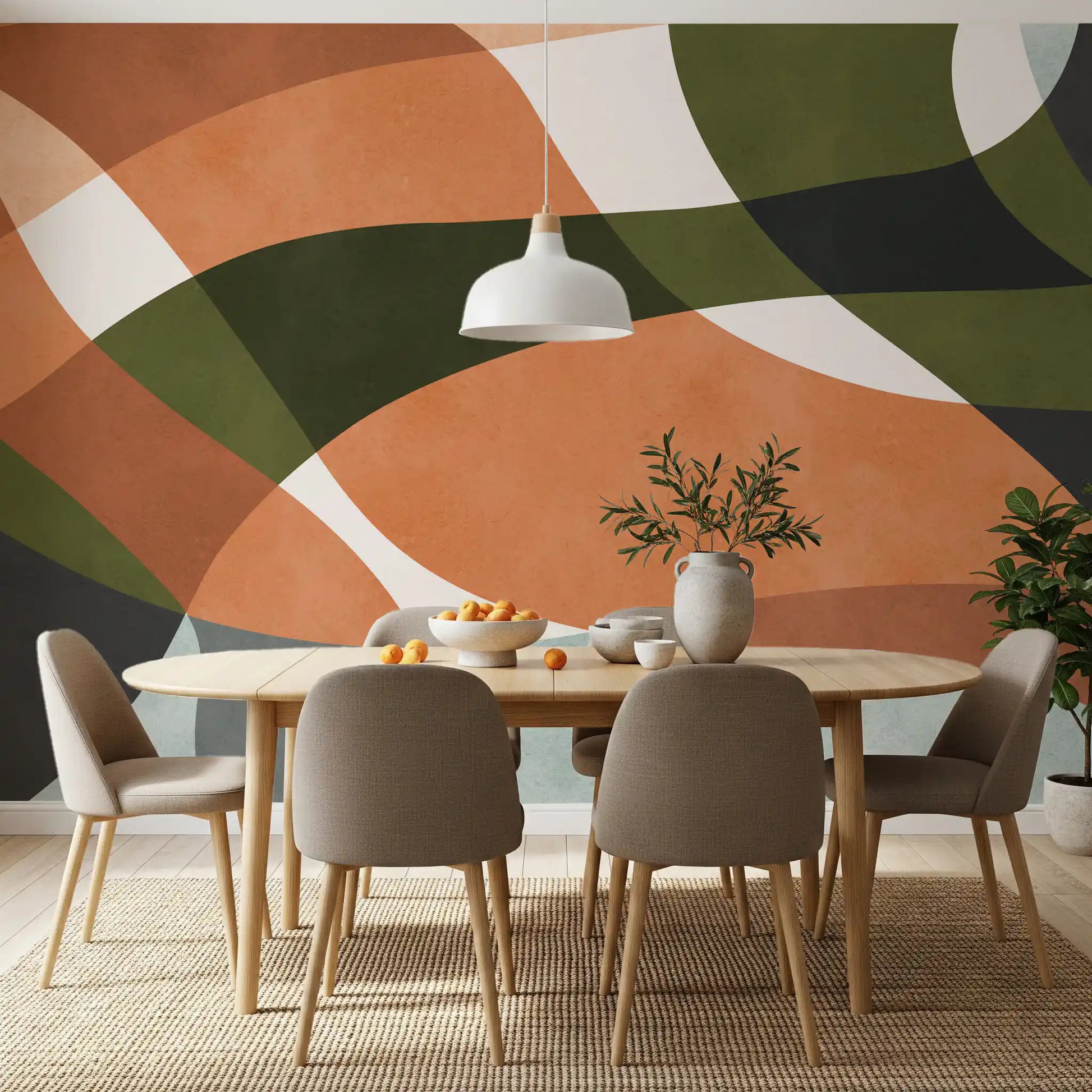 Curvas orgânicas abstratas em tons terrosos. Wall Mural