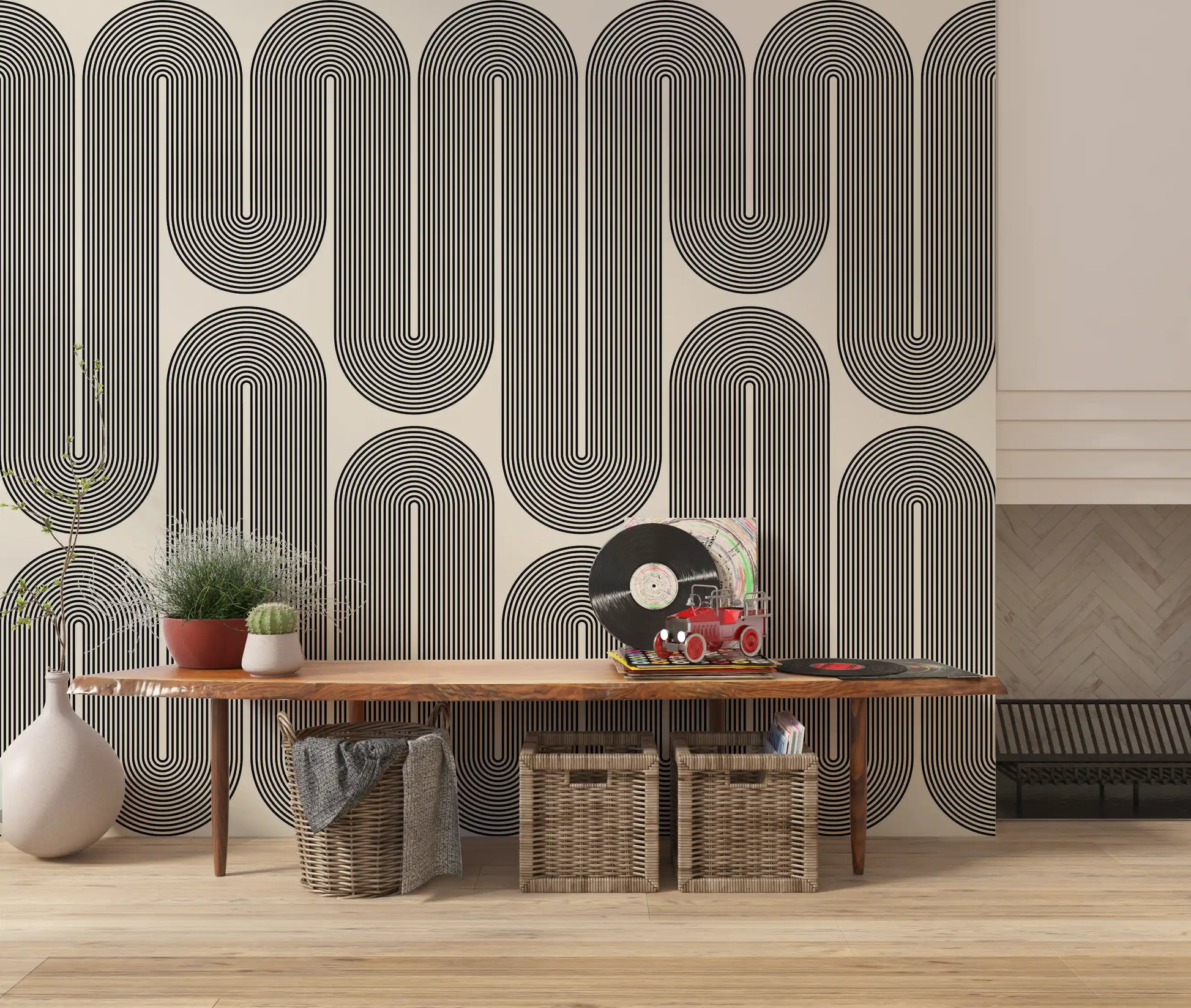 Ondas geométricas monocromáticas Wall Mural