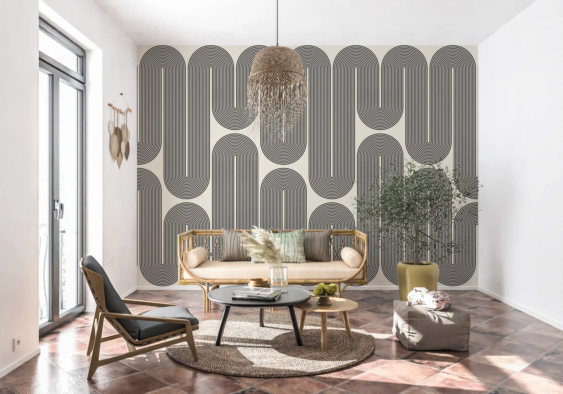 Ondas geométricas monocromáticas Wall Mural