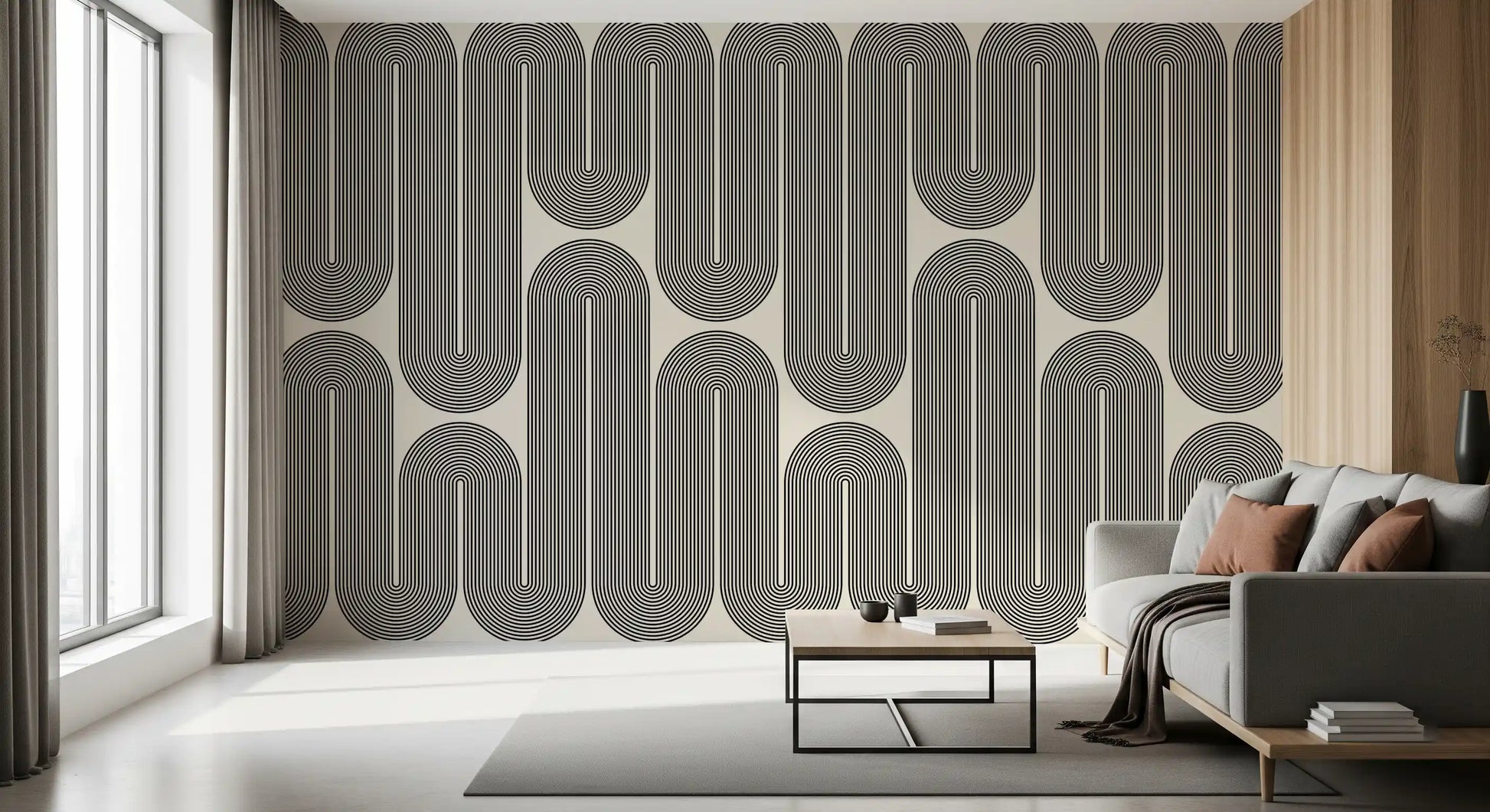 Ondas geométricas monocromáticas Wall Mural