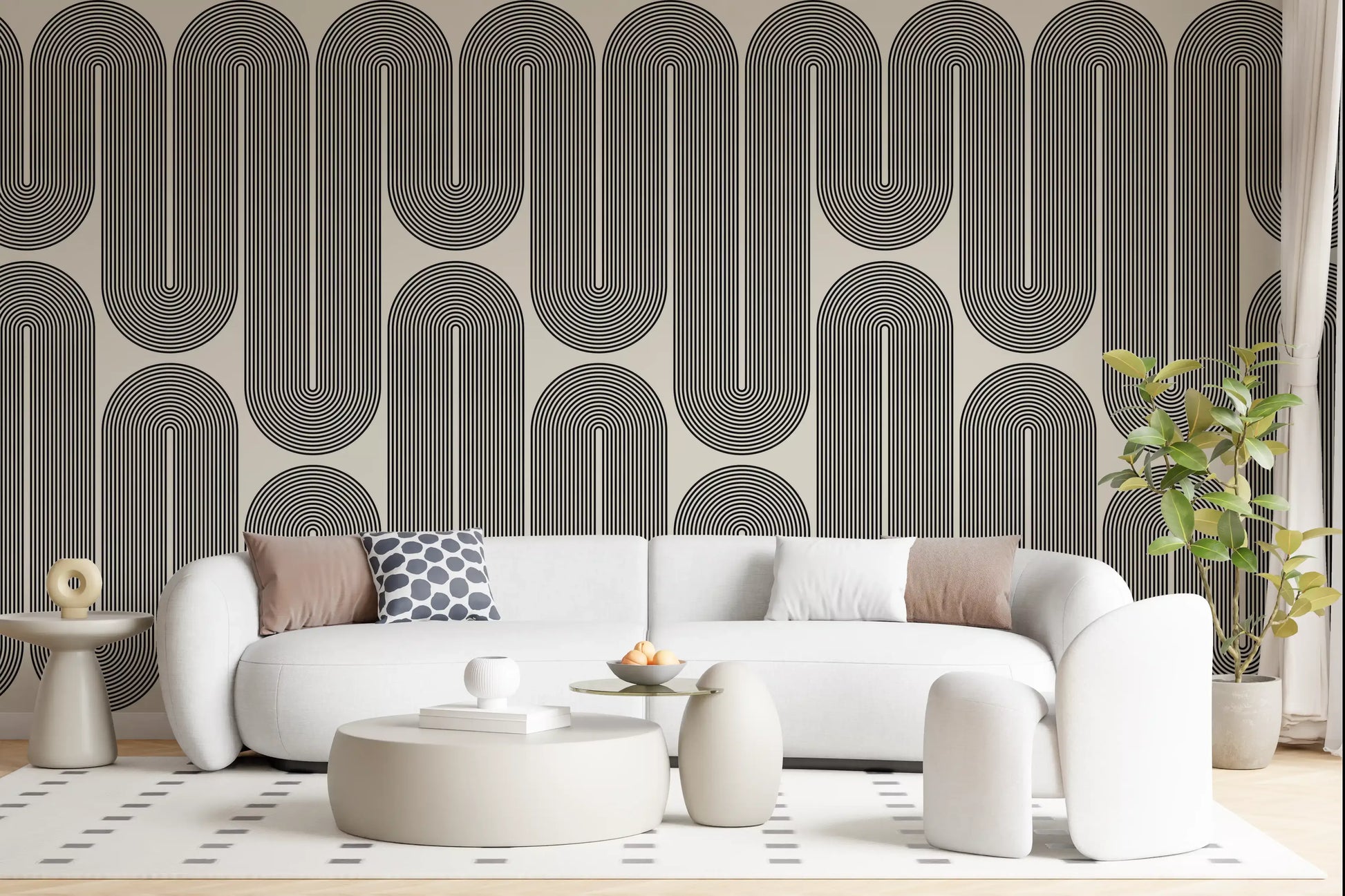 Ondas geométricas monocromáticas Wall Mural