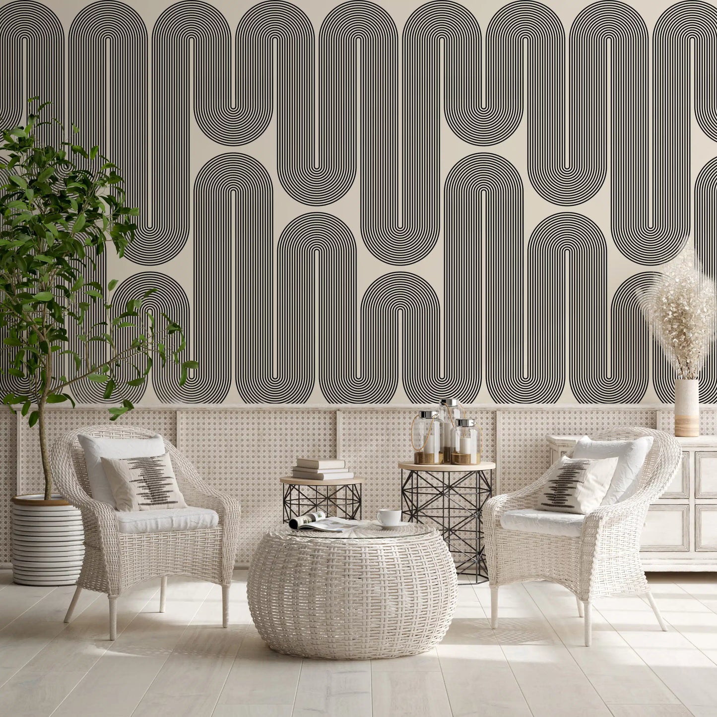 Ondas geométricas monocromáticas Wall Mural