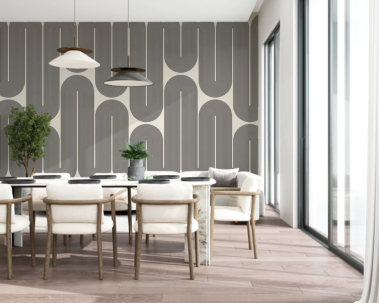 Ondas geométricas monocromáticas Wall Mural