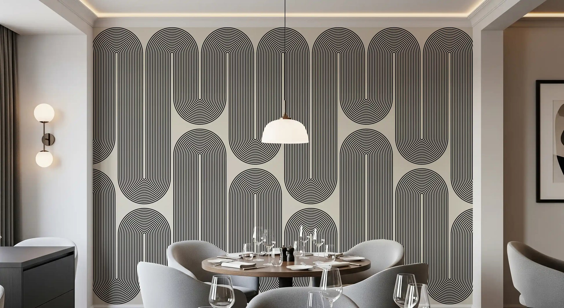 Ondas geométricas monocromáticas Wall Mural