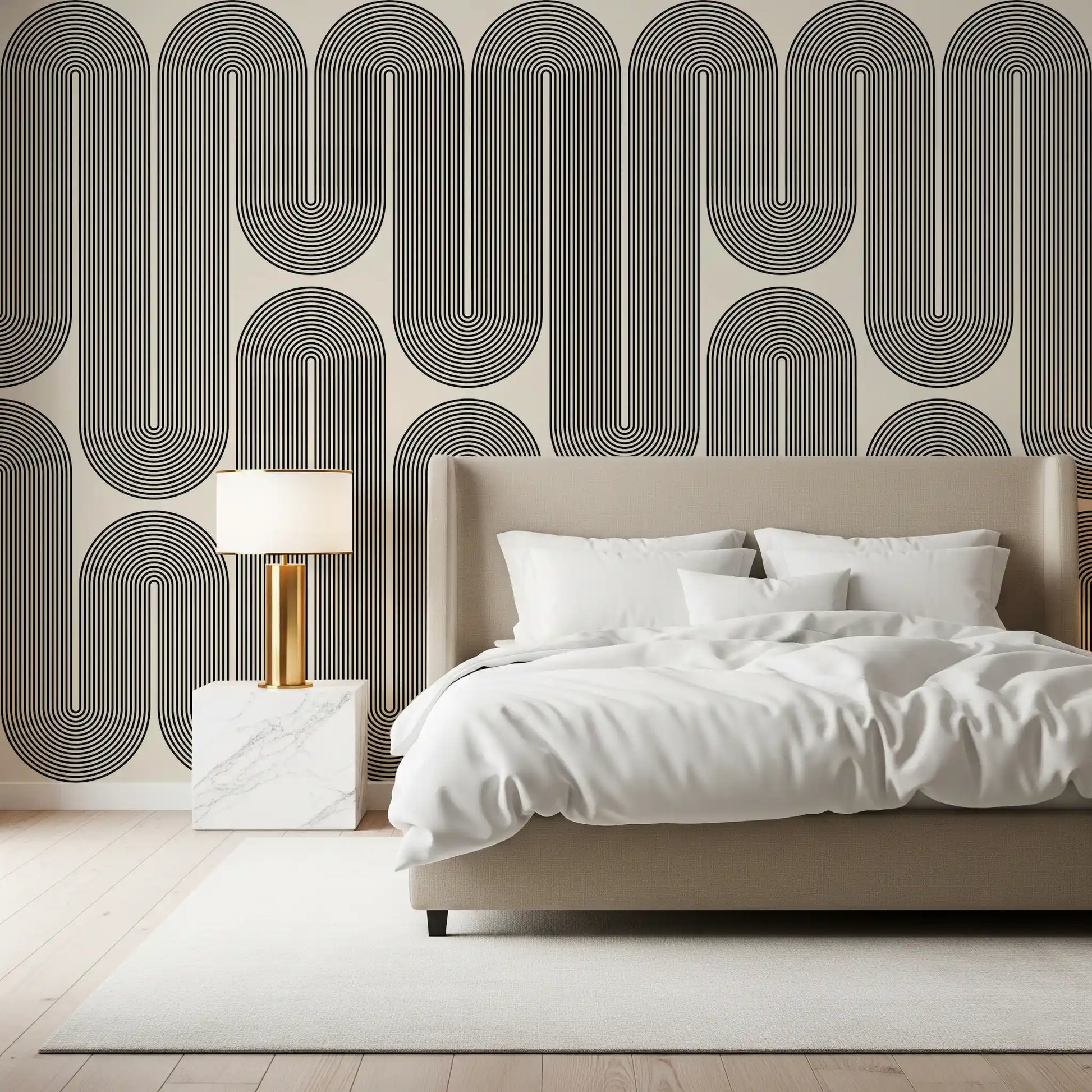 Ondas geométricas monocromáticas Wall Mural