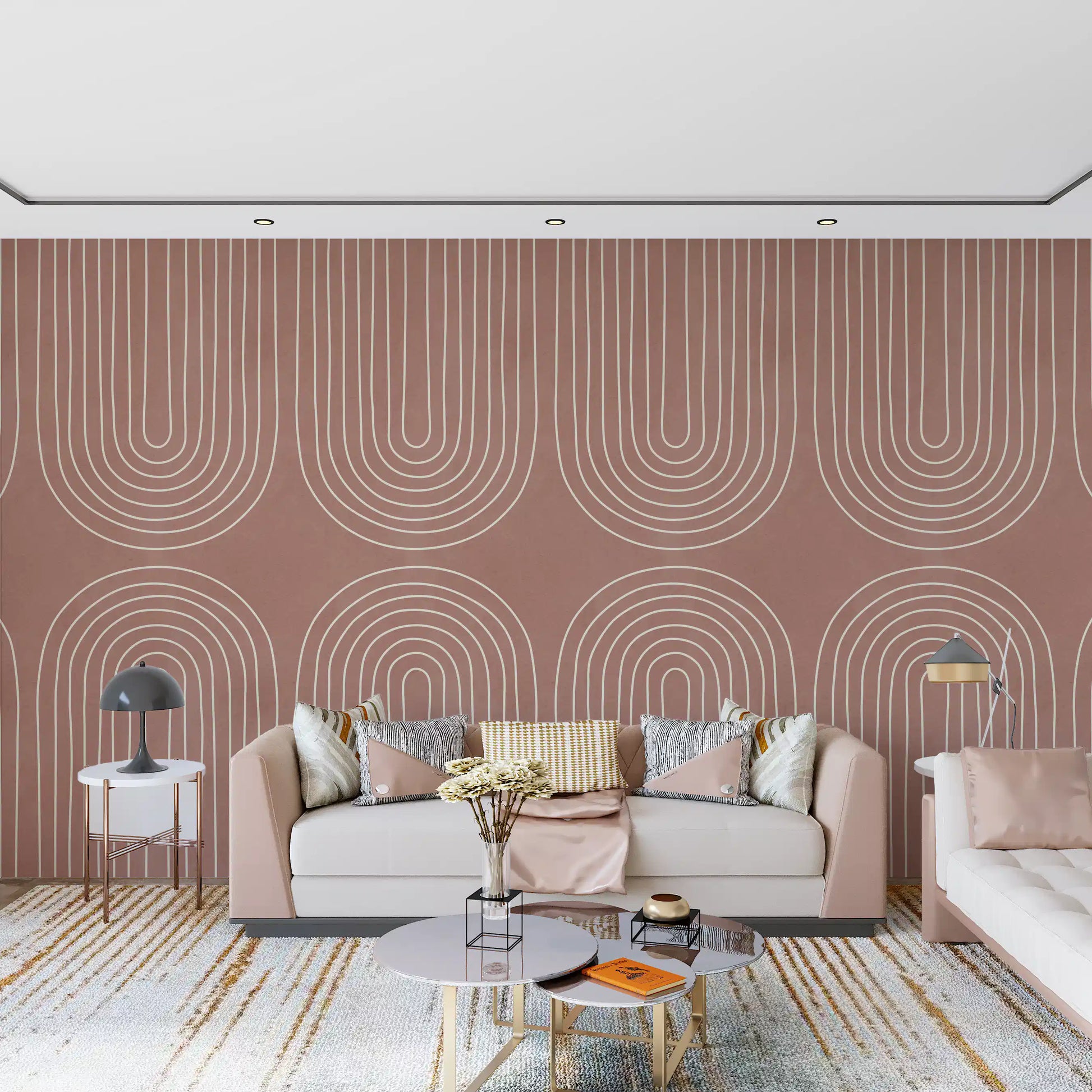 Motivo de linha arqueada em terracota Wall Mural