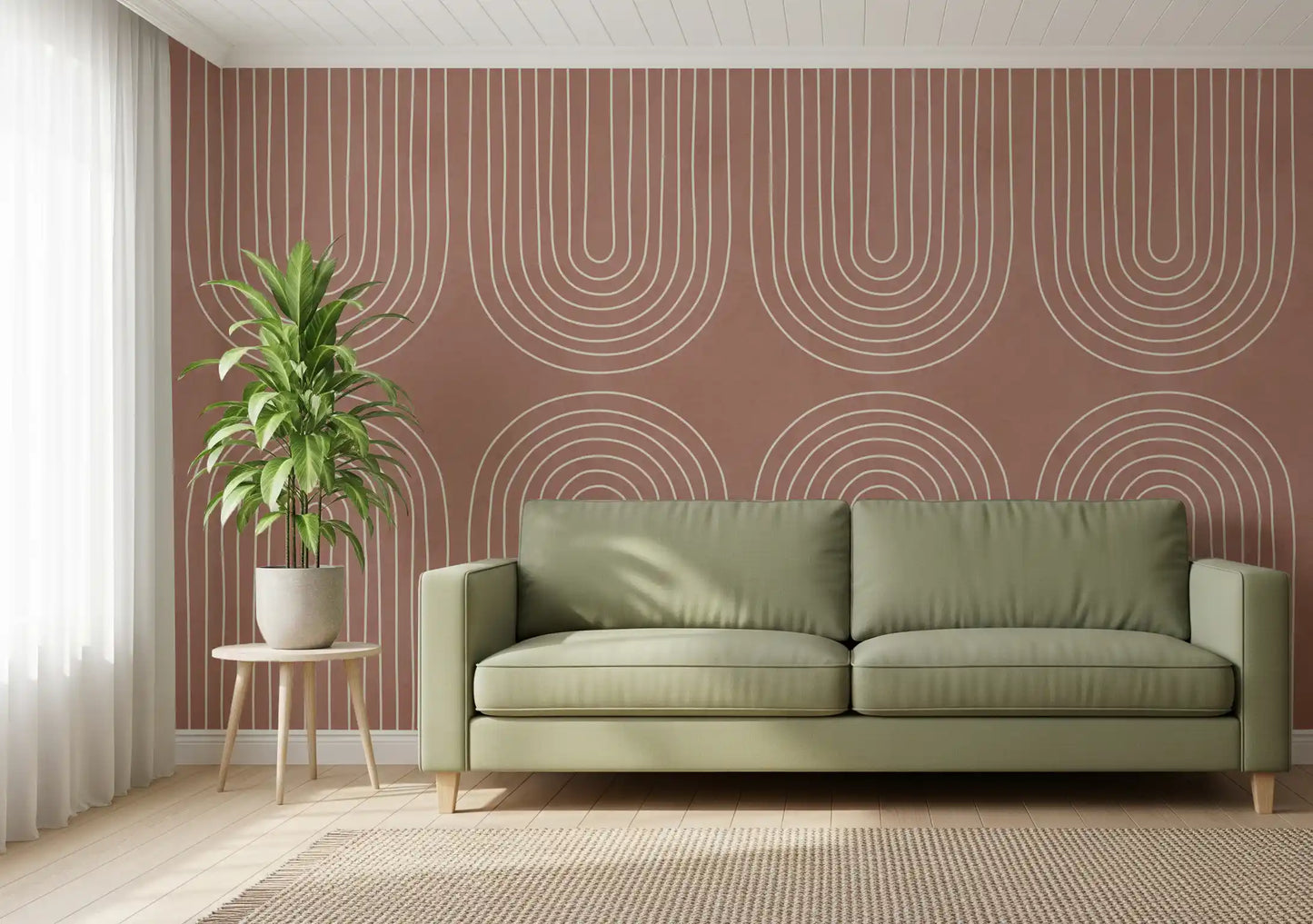 Motivo de linha arqueada em terracota Wall Mural