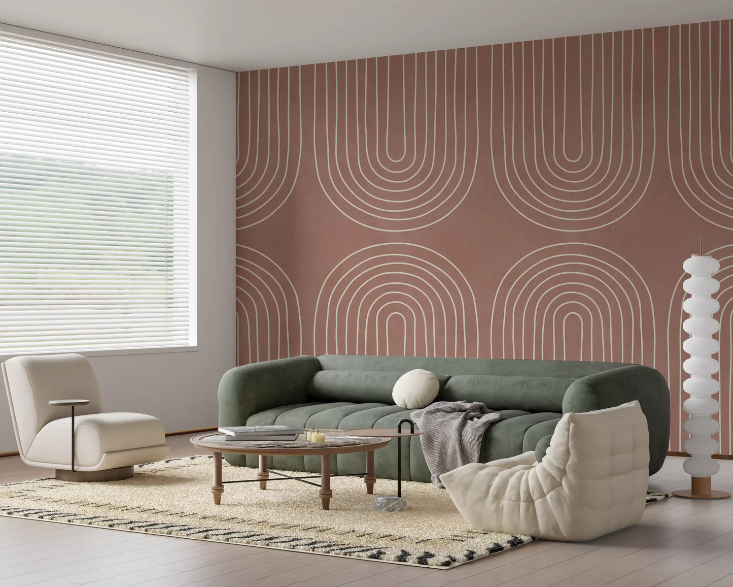 Motivo de linha arqueada em terracota Wall Mural