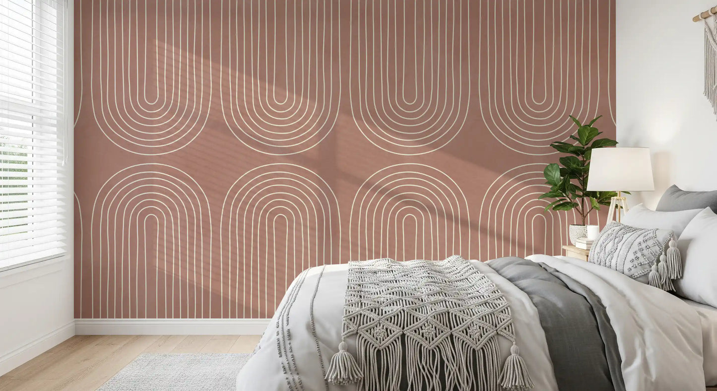 Motivo de linha arqueada em terracota Wall Mural