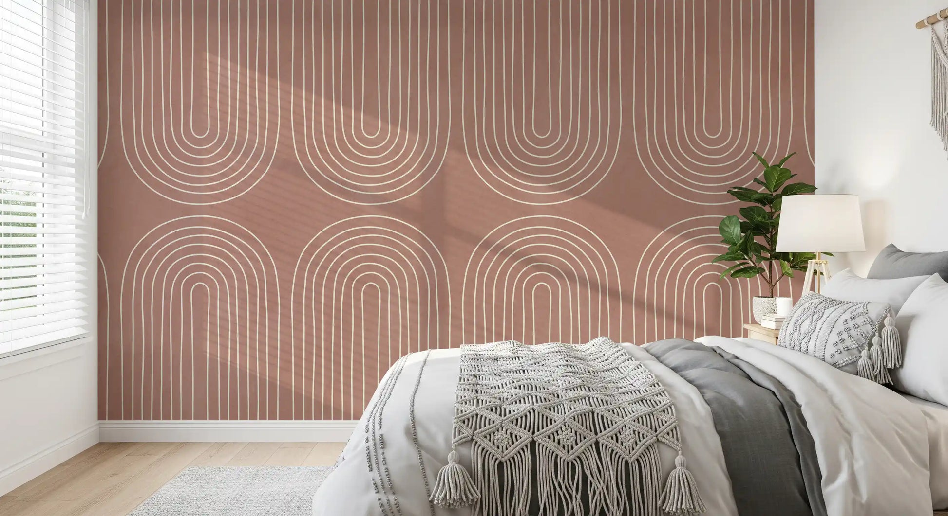 Motivo de linha arqueada em terracota Wall Mural