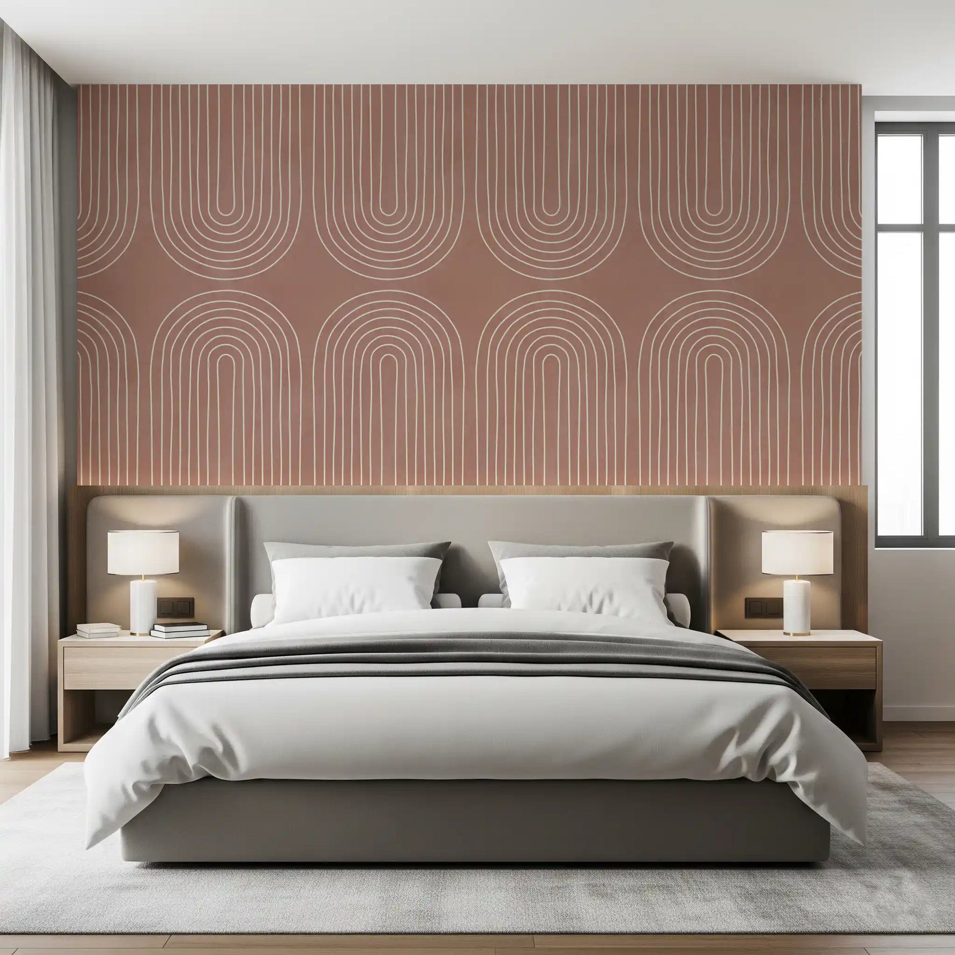 Motivo de linha arqueada em terracota Wall Mural