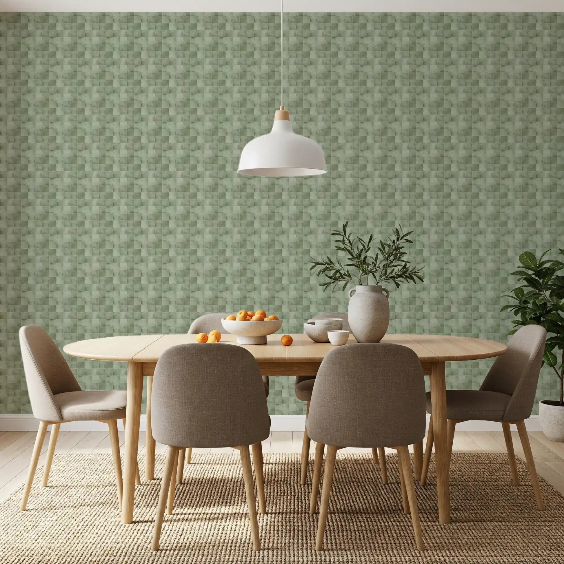 Zellige Style Tiles -  Celadon Wallpaper⁠