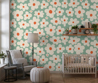 Retro Daisy Meadow Wall Mural