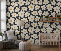 Retro Floral Bloom Pattern Wall Mural