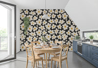 Retro Floral Bloom Pattern Wall Mural
