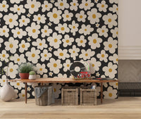 Retro Floral Bloom Pattern Wall Mural