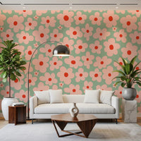 Retro Daisy Meadow Wall Mural