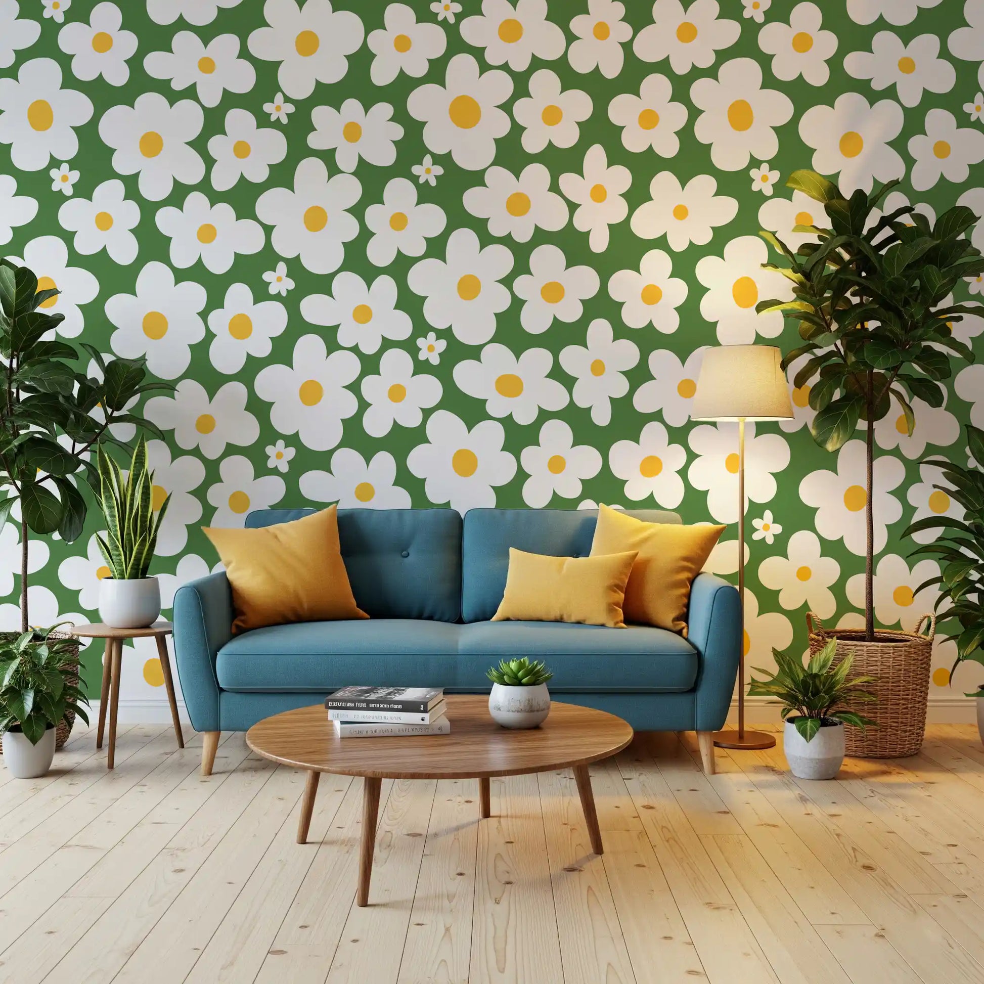 Retro Daisy Meadow Wall Mural