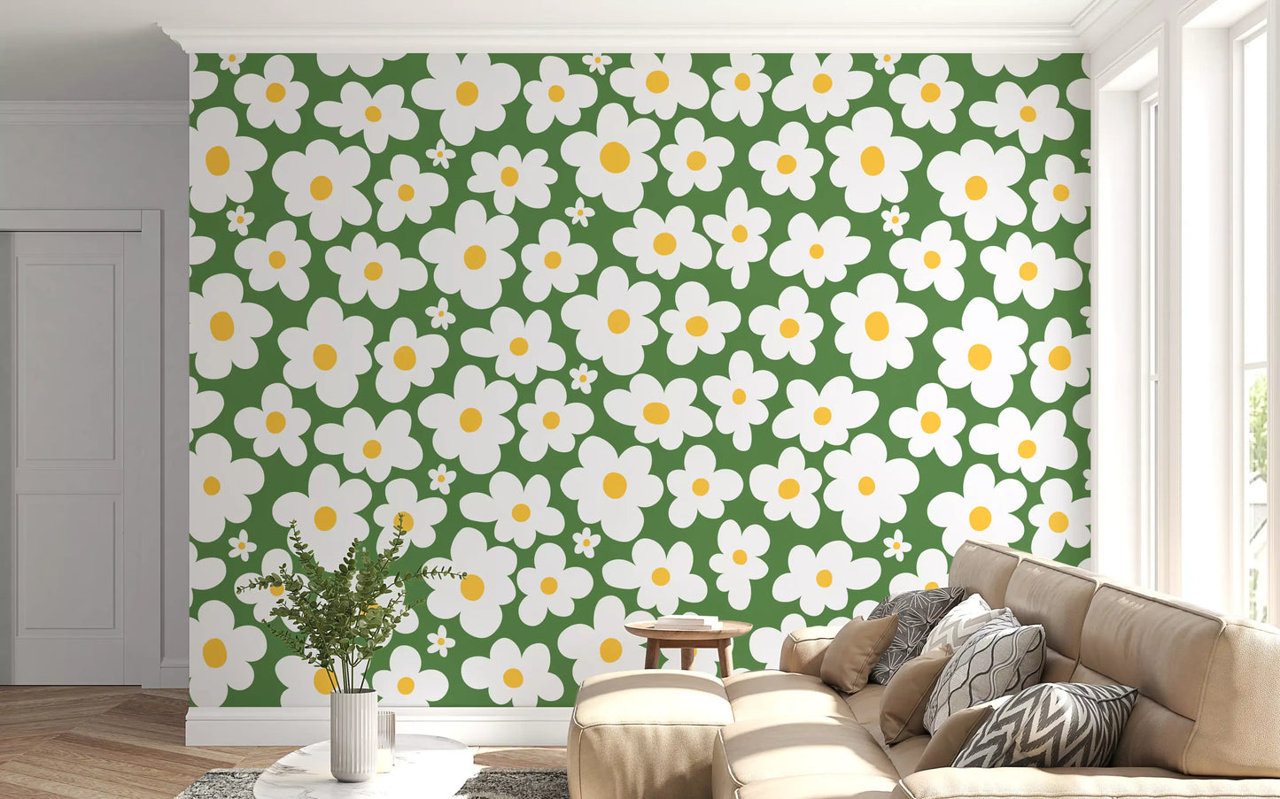Retro Daisy Meadow Wall Mural