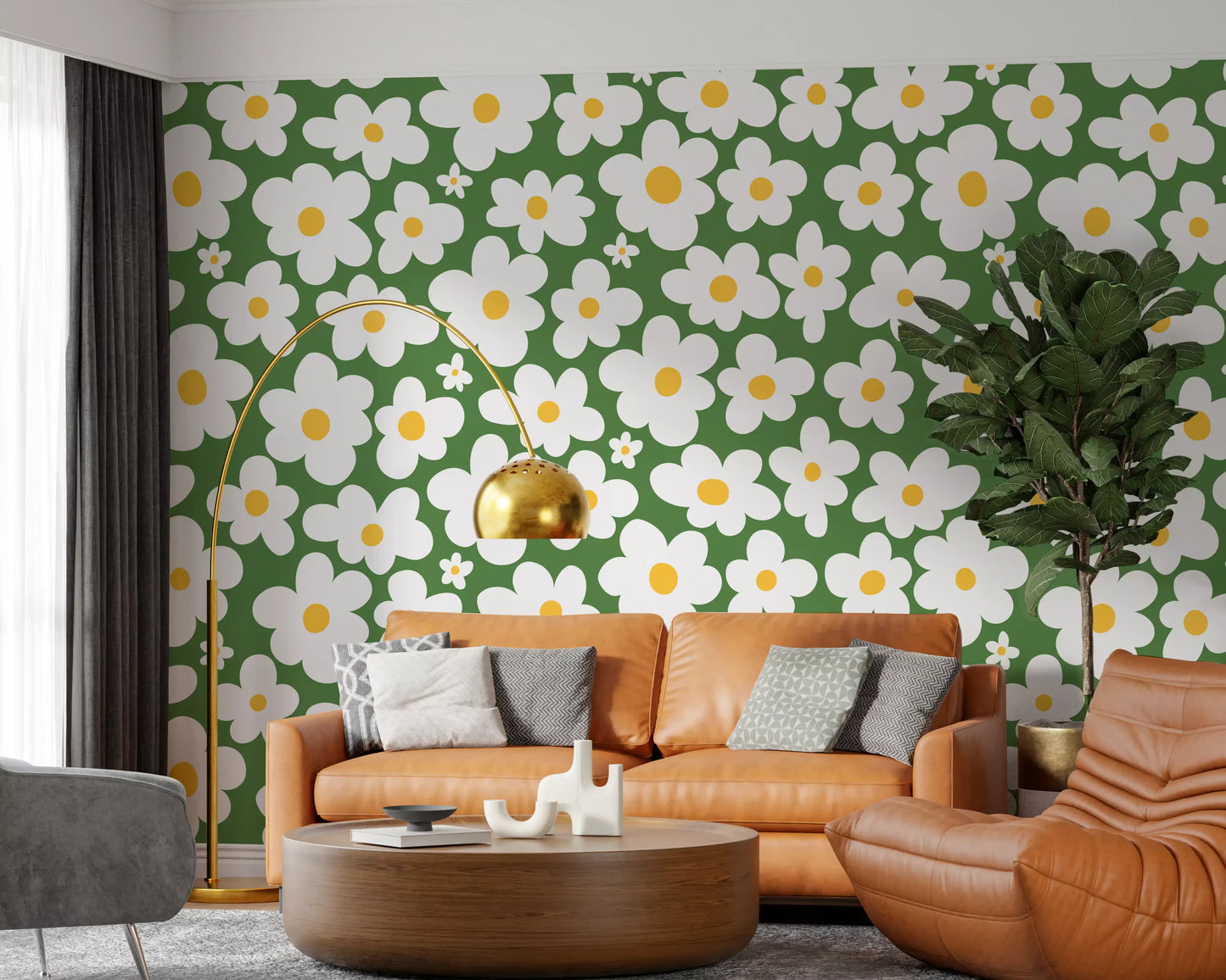 Retro Daisy Meadow Wall Mural