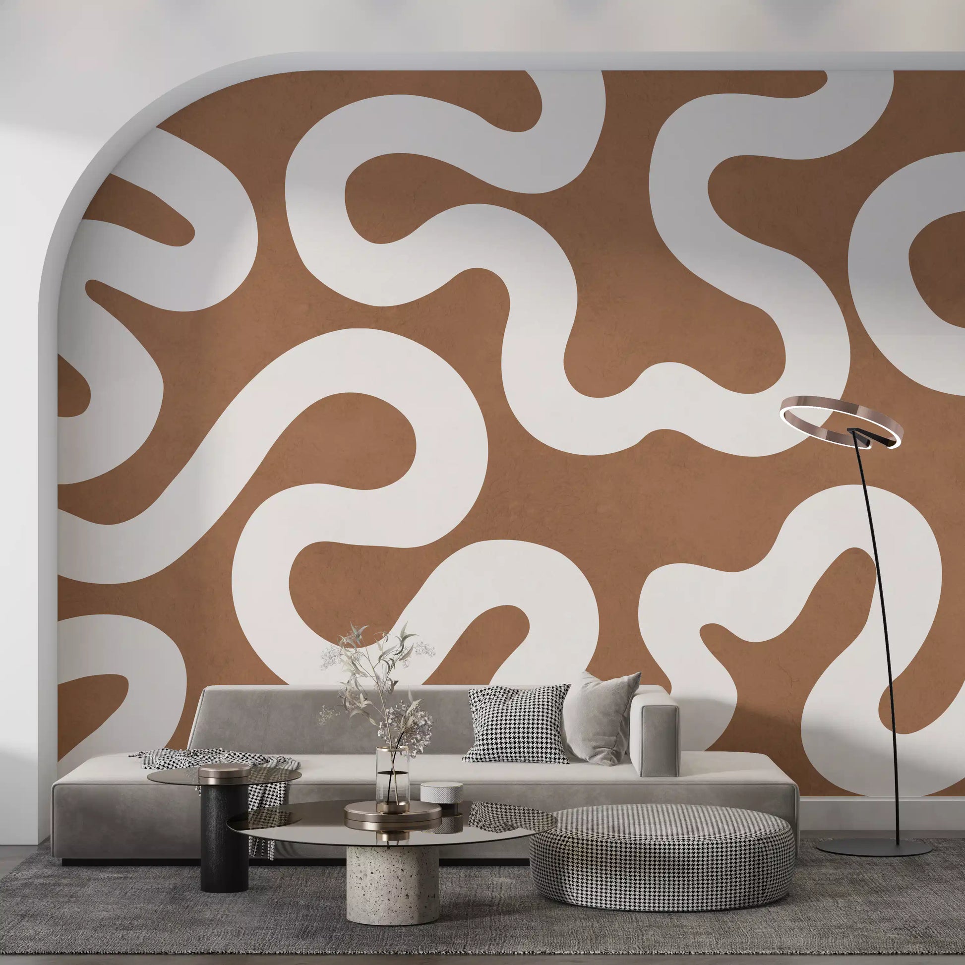 Creamy Swirls on Terracotta Wall Mural