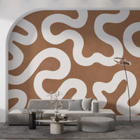 Creamy Swirls on Terracotta Wall Mural