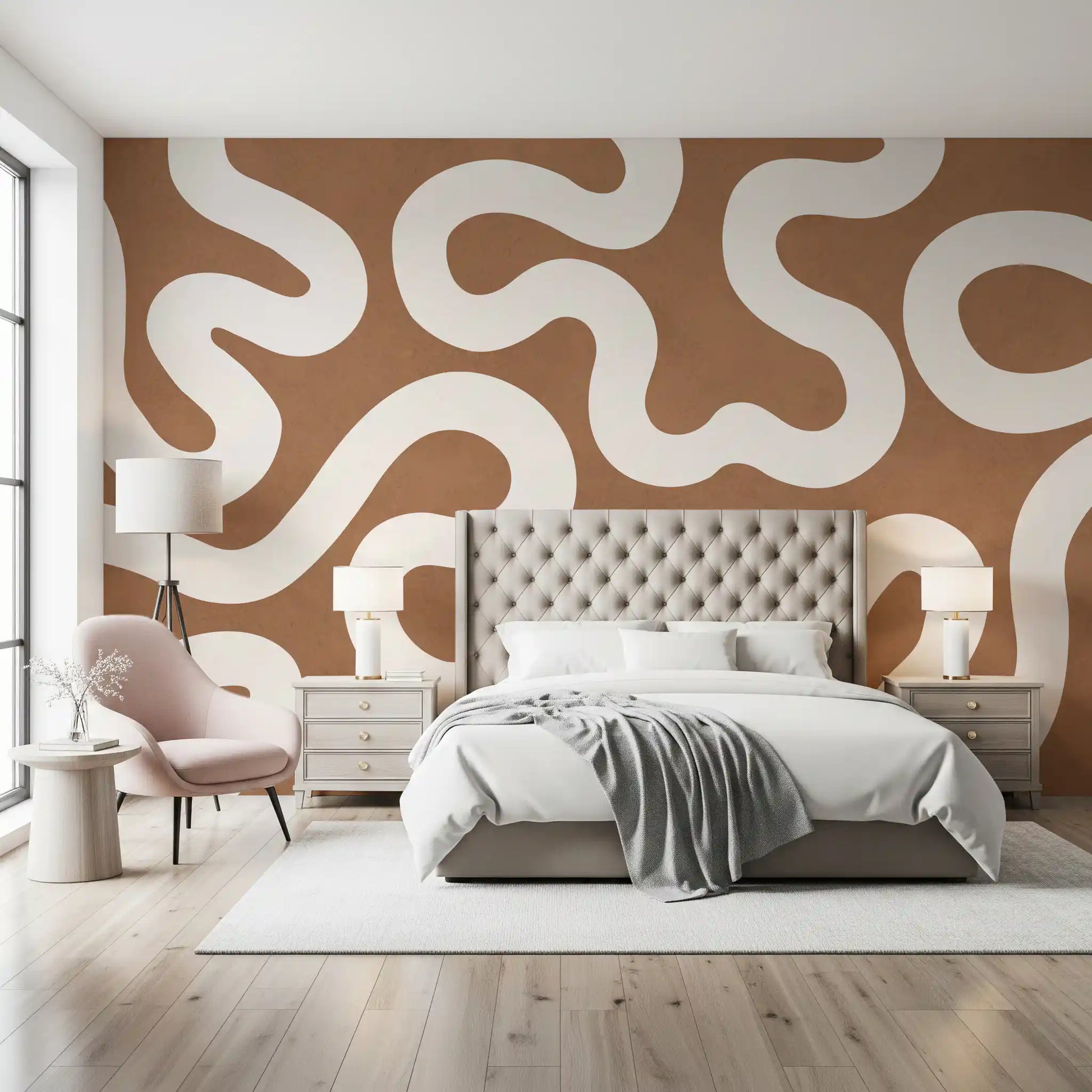 Creamy Swirls on Terracotta Wall Mural