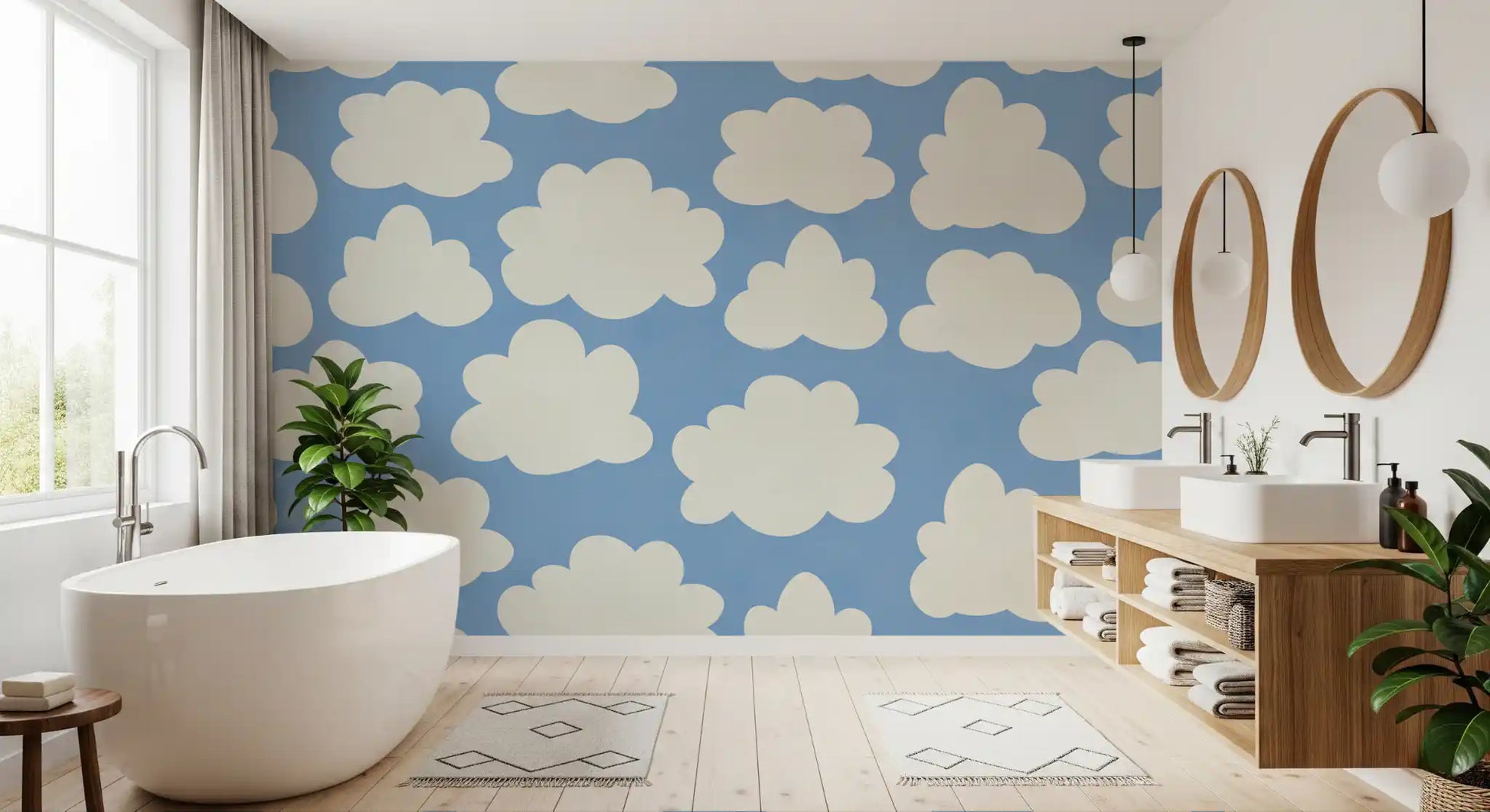 Dreamy Sky Clouds Pattern Wall Mural