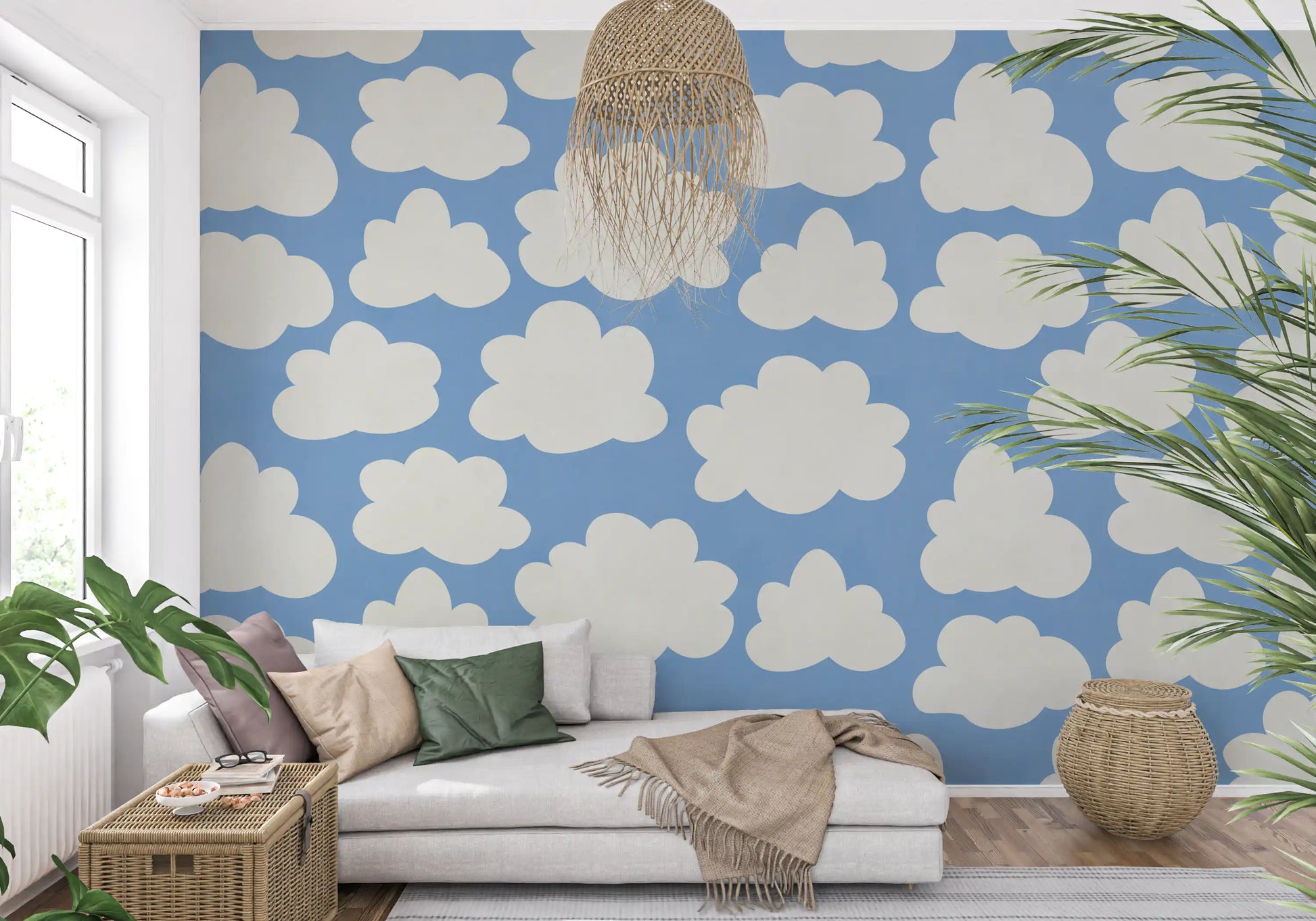 Dreamy Sky Clouds Pattern Wall Mural