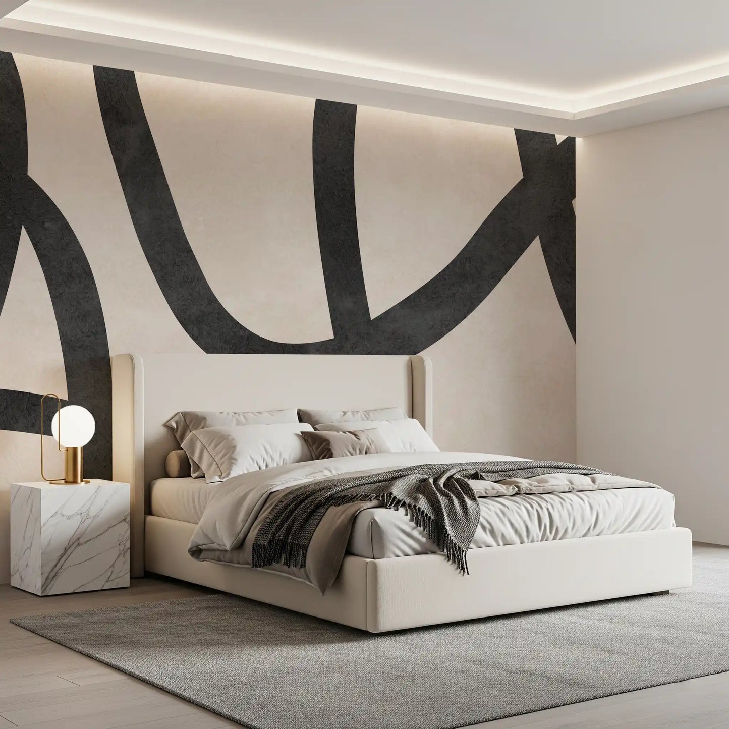Monochrome Sculptural Loops Wall Mural
