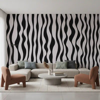 Monochrome Wavy Stripe Design Wall Mural