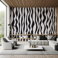 Monochrome Wavy Stripe Design Wall Mural