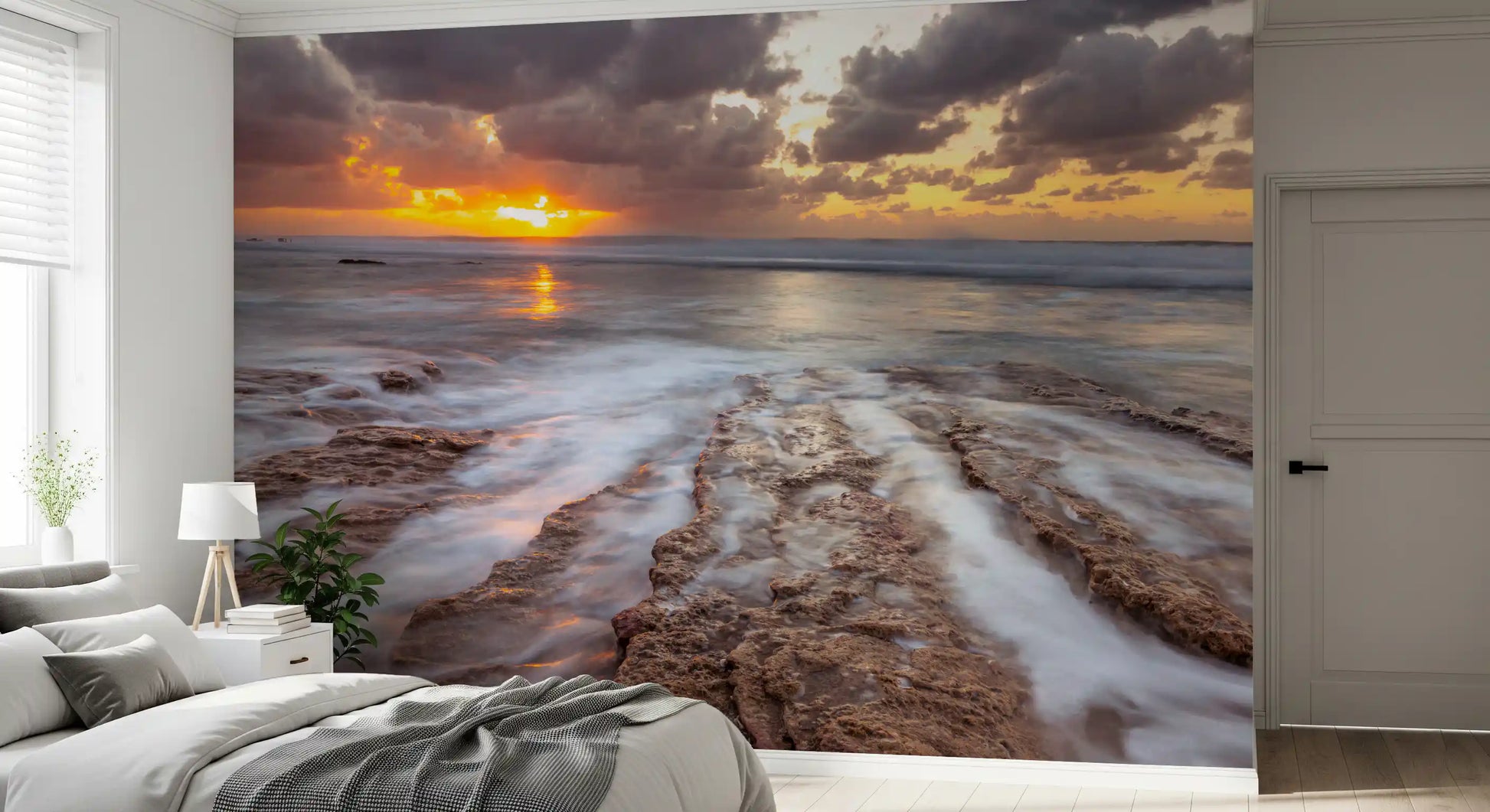 Golden Ocean Sunset Horizon Wall Mural