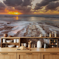 Golden Ocean Sunset Horizon Wall Mural